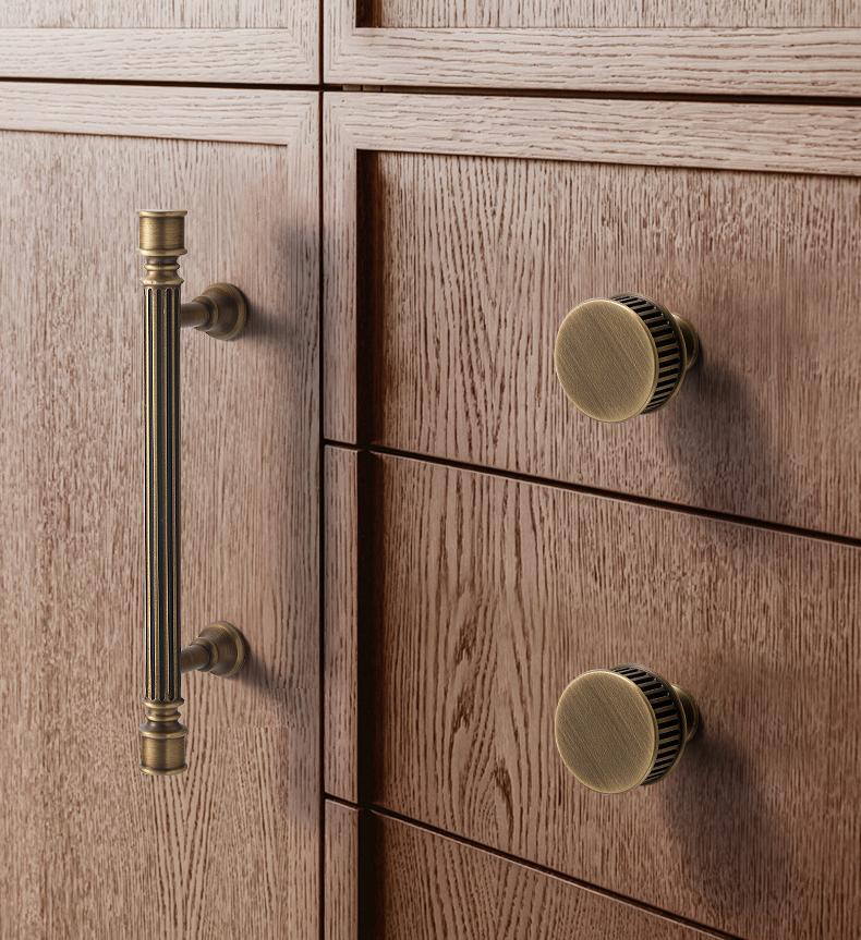 Solid Brass Fluted Cabinet Ring Pulls - Antique Bronze Finish - #2 Brass / 1pc