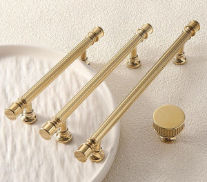Solid Brass Fluted Cabinet Ring Pulls - Brushed Gold Finish Hardware - #3 - 128mm / 1pc