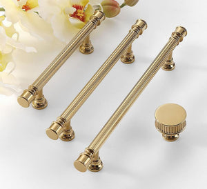 Solid Brass Fluted Cabinet Ring Pulls - Brushed Gold Finish Hardware - view 7