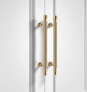 Solid Brass Fluted Cabinet Ring Pulls - Brushed Gold Finish Hardware - view 8