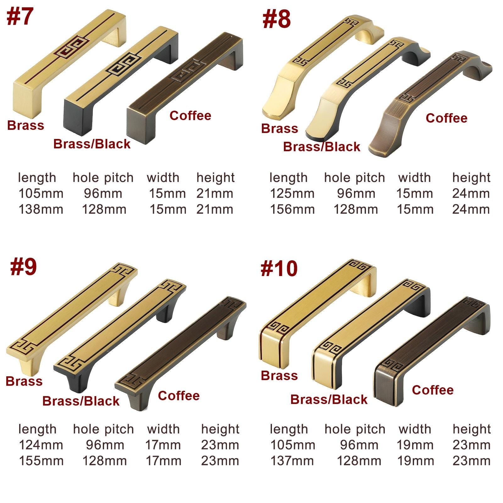 Solid Brass Geometric Cabinet Pulls & Knobs - Black Finish Hardware - #2 Brass/Black / 1pc
