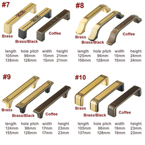 Solid Brass Geometric Cabinet Pulls & Knobs - Black Finish Hardware - #2 Brass/Black / 1pc