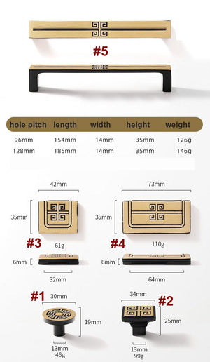 Solid Brass Geometric Cabinet Pulls & Knobs - Black Finish Hardware - #2 Rose Gold / 1pc