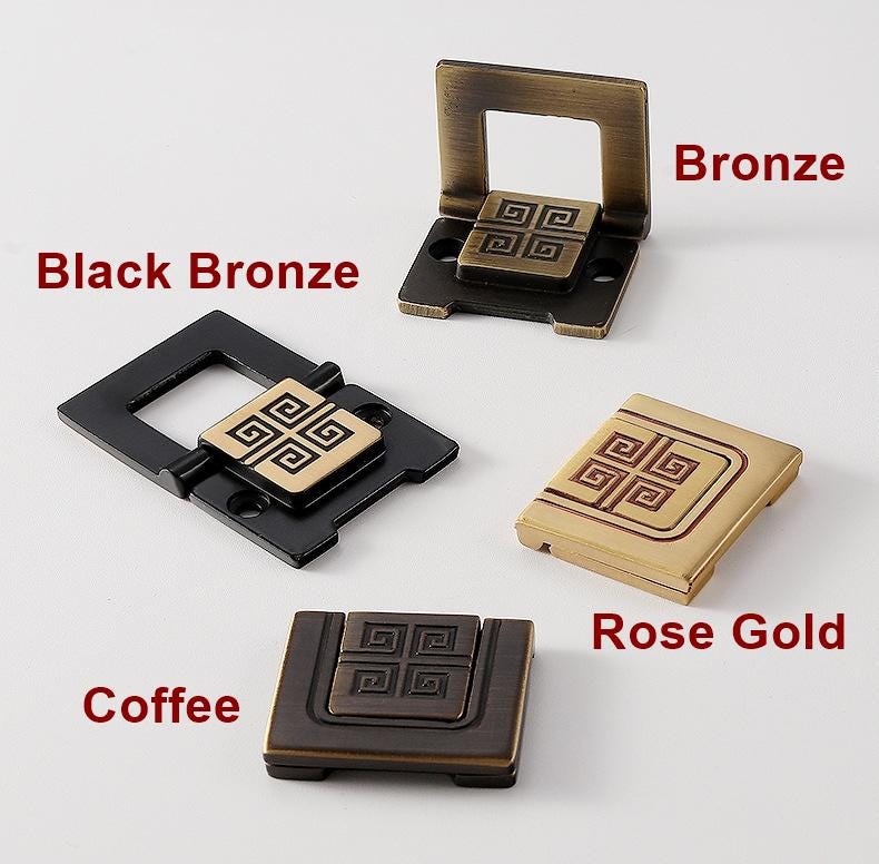 Solid Brass Geometric Cabinet Pulls & Knobs - Black Finish Hardware - #4 Rose Gold / 1pc