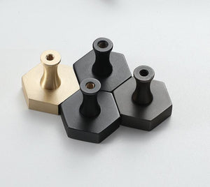 Solid Brass Geometric Cabinet Pulls & Knobs - Brushed Gold Finish - #3 Brass / 1pc