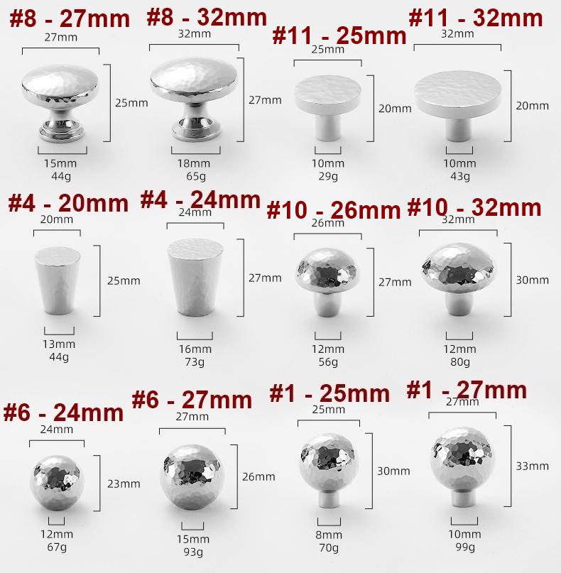 Solid Brass Geometric Cabinet Pulls & Knobs - Chrome Finish Hardware - #1 - 27mm / 1pc