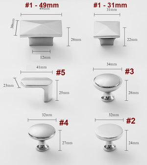 Solid Brass Geometric Cabinet Pulls & Knobs - Chrome Finish Hardware - #1 - 49mm / 1pc