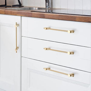 Solid Brass Geometric Cabinet Pulls & Knobs - Gold Finish Hardware - #6 - 140mm / 1pc