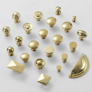 Solid Brass Geometric Cabinet Pulls & Knobs - Gold Finish Hardware - #5 - 25mm / 1pc