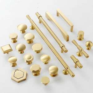 Solid Brass Geometric Cabinet Pulls & Knobs - Gold Finish Hardware - #1 / 1pc