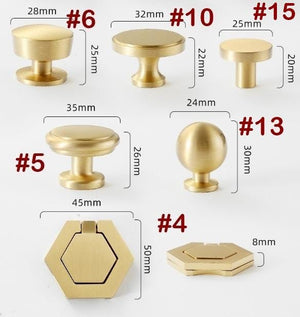 Solid Brass Geometric Cabinet Pulls & Knobs - Gold Finish Hardware - #3 / 1pc