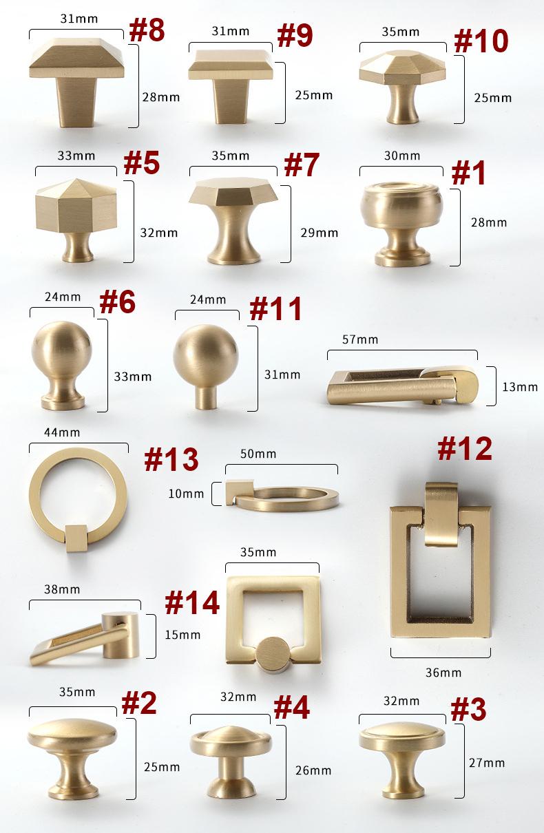 Solid Brass Geometric Cabinet Pulls & Knobs - Matte Gold Finish - #2 / 1pc