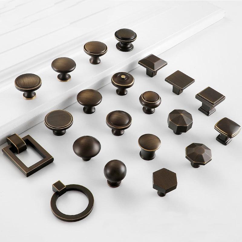 Solid Brass Geometric Cabinet Ring Pulls - Antique Bronze Finish - #1 / 1pc