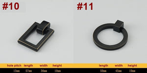 Solid Brass Geometric Cabinet Ring Pulls - Black Finish Hardware - #3 / 1pc