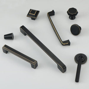 Solid Brass Geometric Cabinet Ring Pulls - Black Finish Hardware - #7 / 1pc