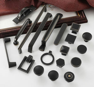 Black Solid Brass Geometric Cabinet Knobs & Pulls - #1