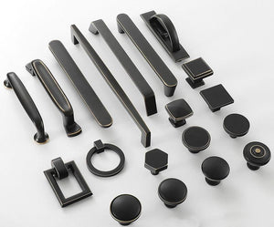 Black Solid Brass Geometric Cabinet Knobs & Pulls - #7