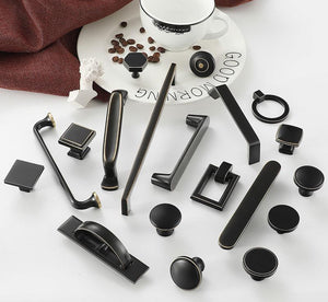 Black Solid Brass Geometric Cabinet Knobs & Pulls - #8