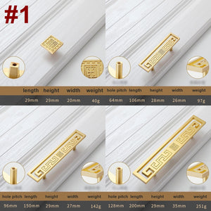 Solid Brass Geometric Cabinet Ring Pulls - Matte Gold Finish - #1 - 64mm / 1pc