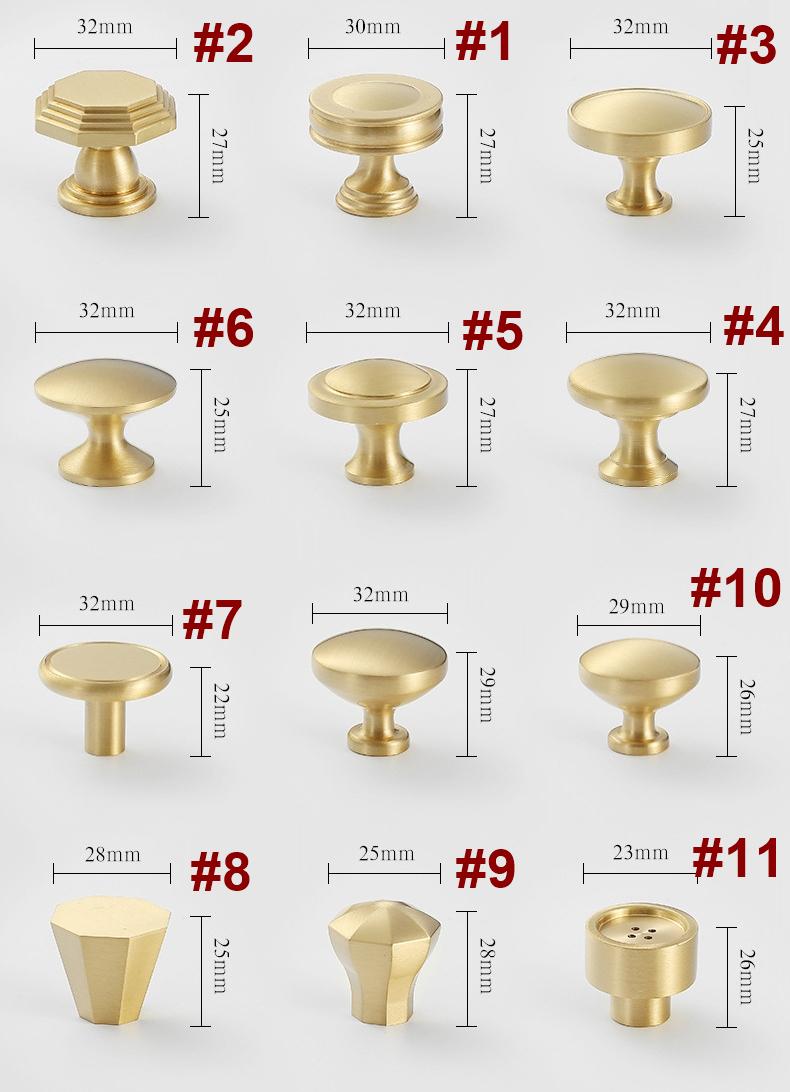 Solid Brass Geometric Cabinet Ring Pulls - Matte Gold Finish - #2 / 1pc
