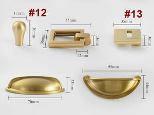 Solid Brass Geometric Cabinet Ring Pulls - Matte Gold Finish - #3 / 1pc