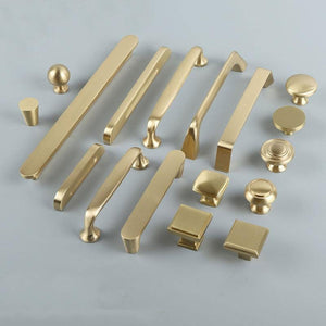 Solid Brass Geometric Cabinet Pulls & Knobs - Brushed Gold Finish - #1 / 1pc