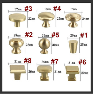 Solid Brass Geometric Cabinet Pulls & Knobs - Brushed Gold Finish - #2 / 1pc