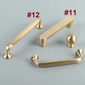Solid Brass Geometric Cabinet Pulls & Knobs - Brushed Gold Finish - #7 / 1pc