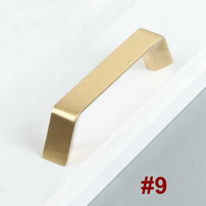 Solid Brass Geometric Cabinet Pulls & Knobs - Brushed Gold Finish - #8 / 1pc
