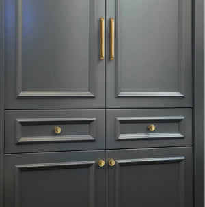 Solid Brass Geometric Cabinet Pulls & Knobs - Brushed Gold Finish - #9 - 128mm / 1pc