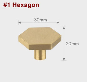 Solid Brass Geometric Cabinet Pulls & Knobs - Brushed Gold Finish - #1 T-Shape / 1pc
