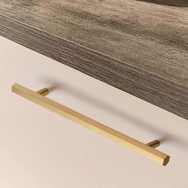 Solid Brass Geometric Cabinet Pulls & Knobs - Brushed Gold Finish - #1 - 160mm / 1pc