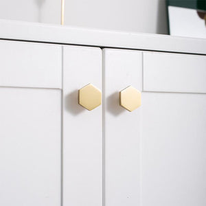 Solid Brass Geometric Cabinet Pulls & Knobs - Brushed Gold Finish - #1 - 192mm / 1pc