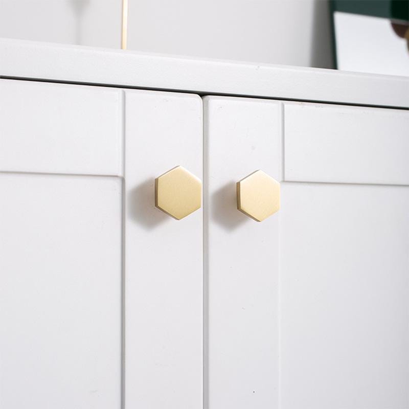 Solid Brass Geometric Cabinet Pulls & Knobs - Brushed Gold Finish - #1 - 192mm / 1pc