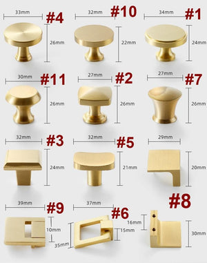 Solid Brass Geometric Cabinet Pulls & Knobs - Brushed Gold Finish - #2 / 1pc