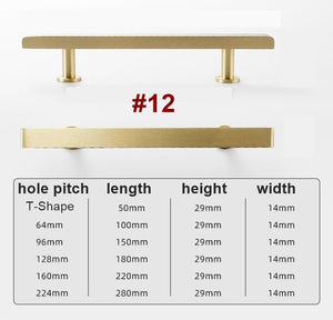 Solid Brass Geometric Cabinet Pulls & Knobs - Brushed Gold Finish - #3 / 1pc