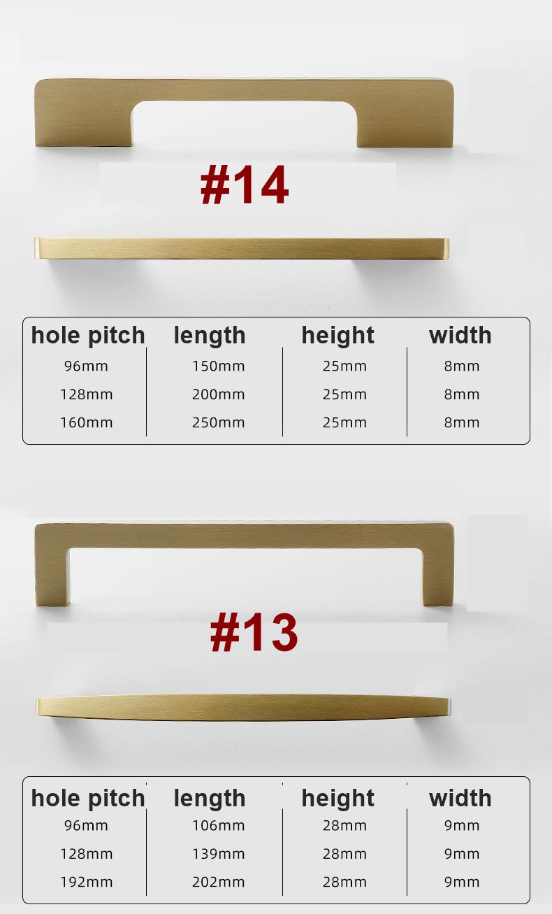 Solid Brass Geometric Cabinet Pulls & Knobs - Brushed Gold Finish - #4 / 1pc