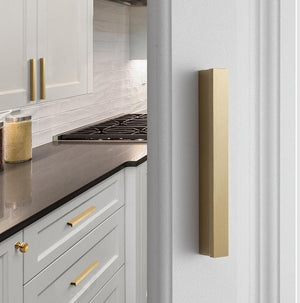 Solid Brass Geometric Cabinet Pulls & Knobs - Brushed Gold Finish - #3 Brass 76mm / 1pc