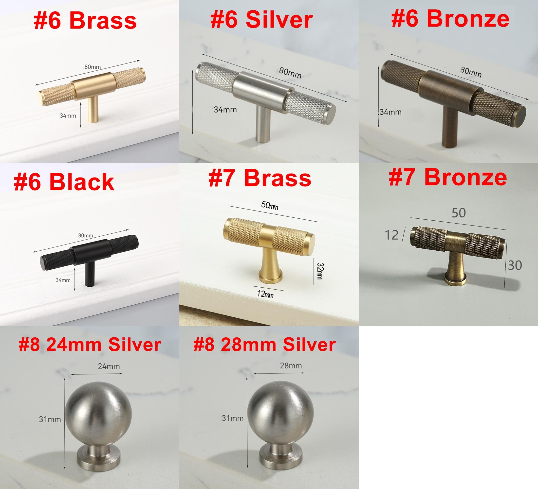 Solid Brass Knurled Cabinet Pulls & Knobs - Antique Bronze Finish - #3 Brass 14mm / 1pc