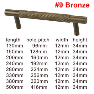 Solid Brass Knurled Cabinet Pulls & Knobs - Antique Bronze Finish - #6 T-Shape Brass / 1pc