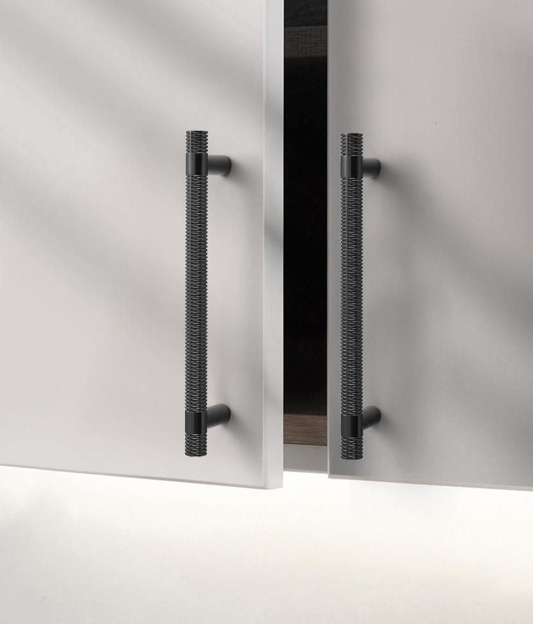 Solid Brass Knurled Cabinet Pulls & Knobs - Black Finish Hardware - Gray - 128mm / 1pc