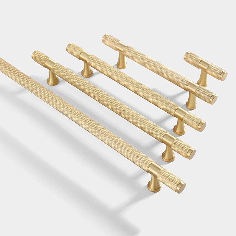Solid Brass Knurled Cabinet Pulls & Knobs - Bronze Finish Hardware - #5 Brass 128mm / 1 pc