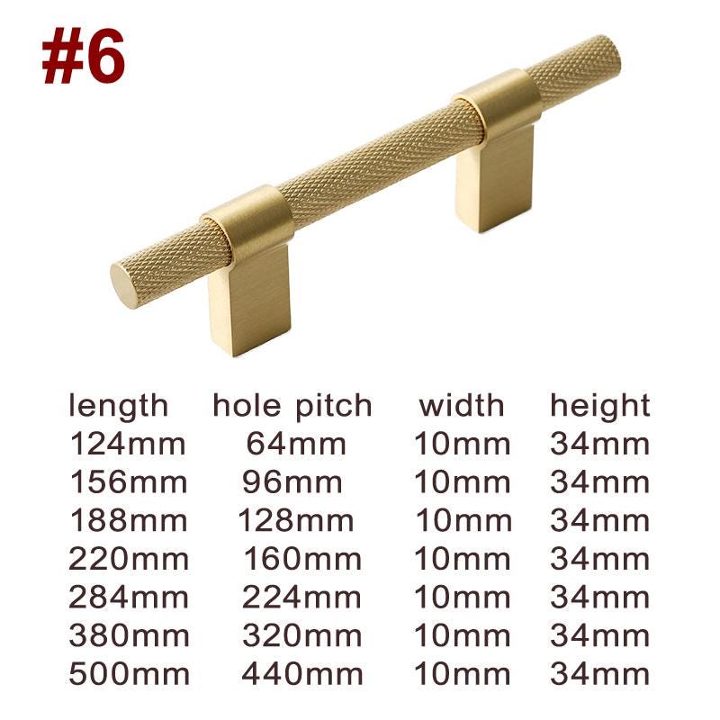 Solid Brass Knurled Cabinet Pulls & Knobs - Brushed Gold Finish - #3 / 1pc