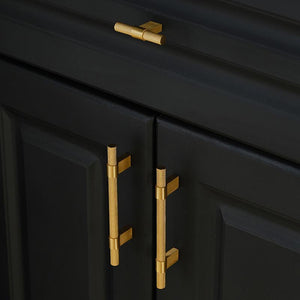 Solid Brass Knurled Cabinet Pulls & Knobs - Brushed Gold Finish - #6 - 160mm / 1pc
