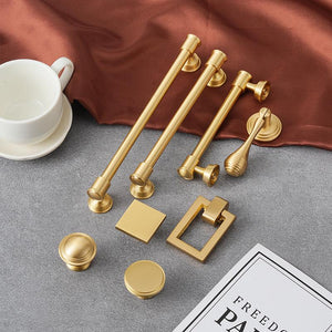 Solid Brass Knurled Cabinet Pulls & Knobs - Gold Finish Hardware - #4 / 1 pc