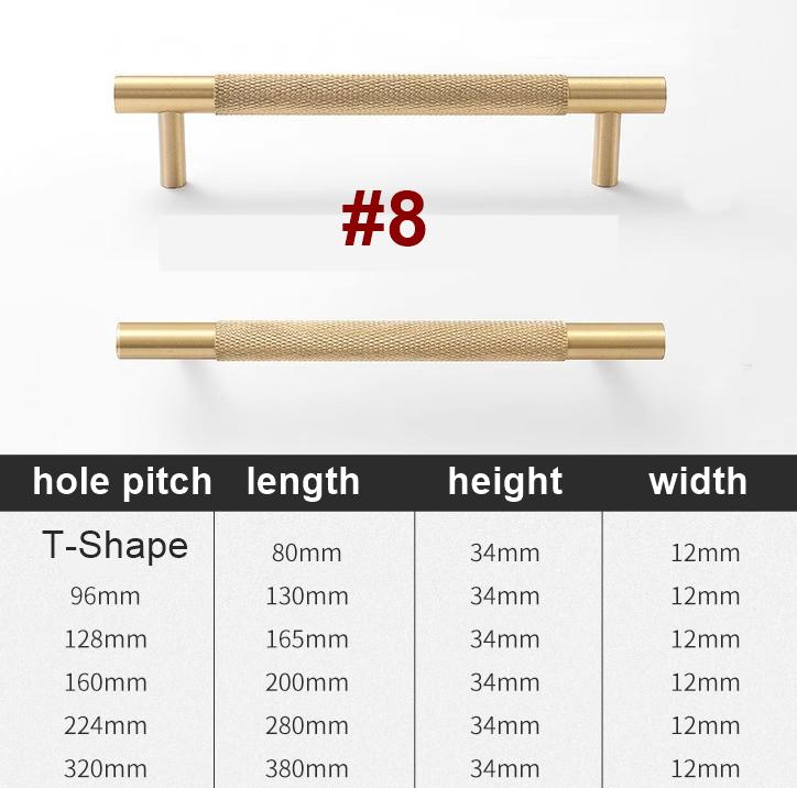 Solid Brass Knurled Cabinet Pulls & Knobs - Matte Gold Finish - #5 / 1pc