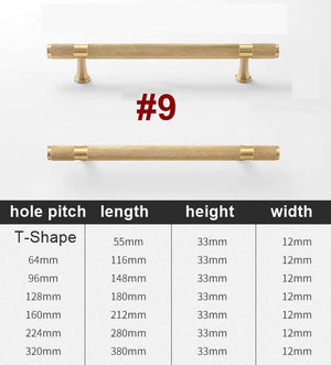 Solid Brass Knurled Cabinet Pulls & Knobs - Matte Gold Finish - #6 - 26mm / 1pc
