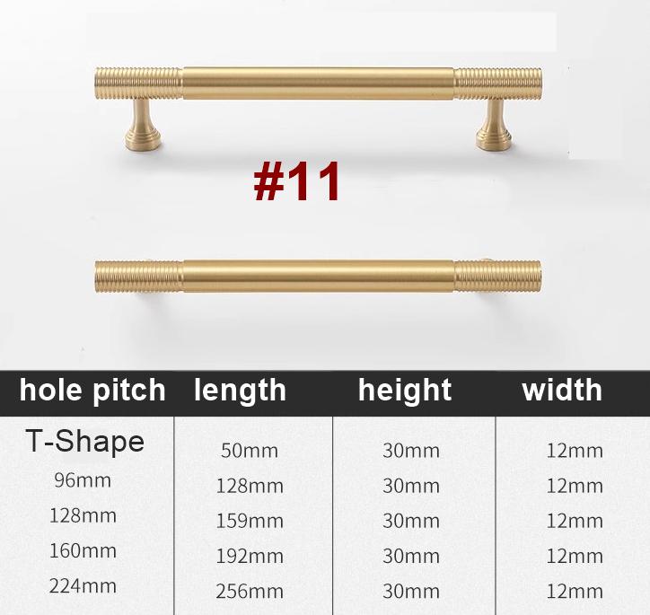 Solid Brass Knurled Cabinet Pulls & Knobs - Matte Gold Finish - #7 T-Shape / 1pc