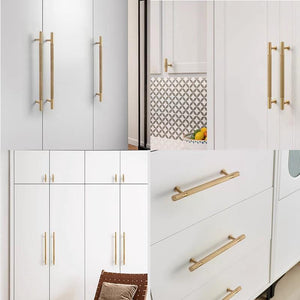 Solid Brass Knurled Cabinet Pulls & Knobs - Matte Gold Finish - #7 - 96mm / 1pc