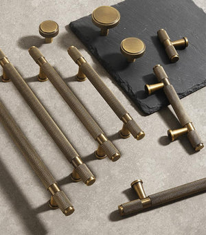 Solid Brass Knurled Cabinet Pulls & Knobs - Mid-Century Hardware - #1 - 25mm / 1pc